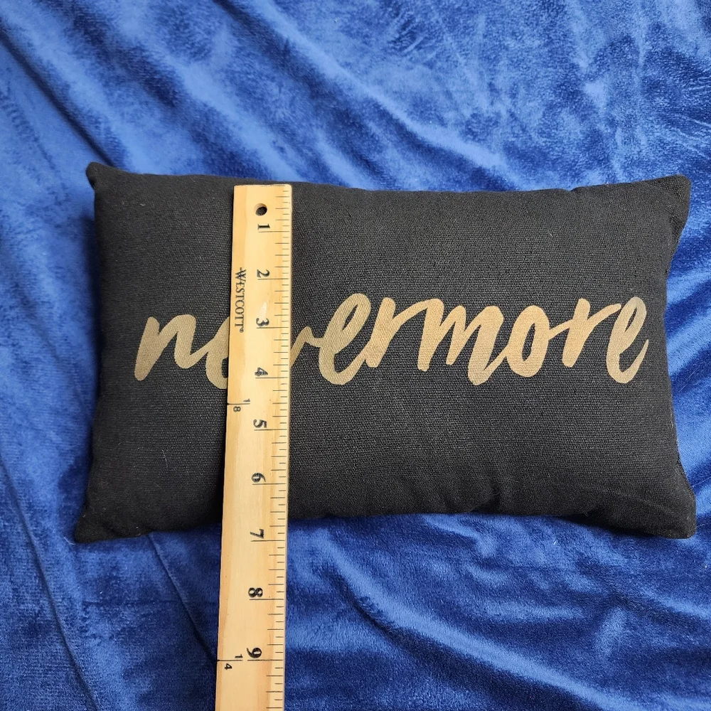 Black‎ Pillow with Gold 'Nevermore' Text Wednesday Netflix Addams Family Gothic